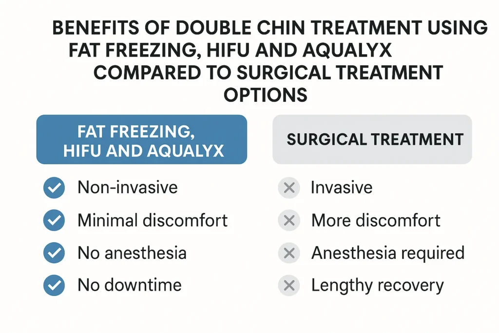 Graphic about the benefits of double chin treatment Guildford - from LA LIPO