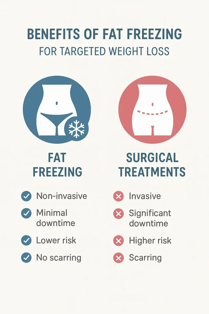 graphic showing the benefits of fat freezing Guildford