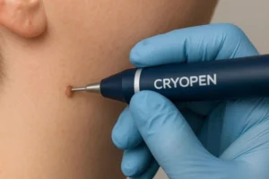 Person receiving skin tag removal Guildford