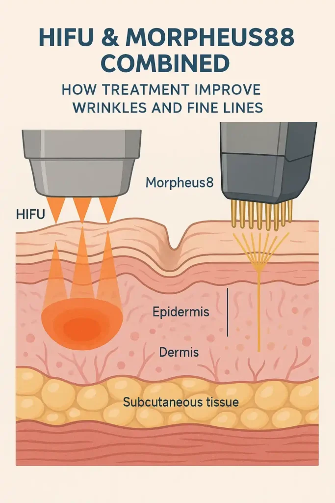 Diagram showing HIFU & Morpeus8 Guildford and the benefits for reduction in wrinkles and fine lines